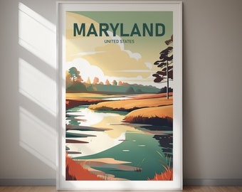 MARYLAND Poster, Travel Art, Poster Print, Digital Art, Wall Art, Instant Download, Home Decor, Holiday Gift, Gift For Her, Gift For Him