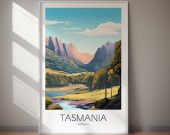Tasmania Travel Poster Australia Landscape Art (Digital Download) Printable Home Decor