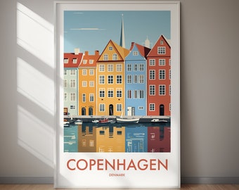 Copenhagen Travel Poster Denmark Cityscape Art DIGITAL DOWNLOAD Printable Wall Art