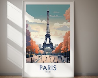 Paris Eiffel Tower Art Print Modern Travel Poster (Digital Download)