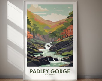 PADLEY GORGE Poster, Peak District, UK, Travel Print, Printable Art, Art Print, Wall Art, Home Decor, Download, Gift For Her, Gift For Him