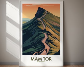 MAM TOR PRINTABLE Poster, Peak District, Travel Poster, Wall Art, Home Decor, Digital Art, Printable Poster, Gift For Her, Gift For Him