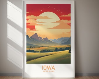 Affiche de voyage de l'Iowa, impression d'art paysage (téléchargement numérique) décoration d'intérieur imprimable