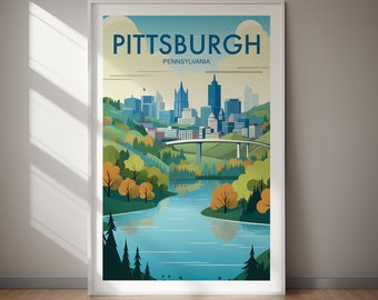 PITTSBURGH Printable Poster, Digital Download, Wall Art, Wanderlust, Gift, Holiday, Travel Gift, Gifts For Her, Gifts For Him, Holiday Gift
