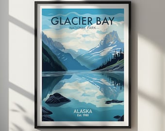 Park Narodowy Glacier Bay POBIERZ CYFROWY Plakat Sztuka krajobrazu Alaski