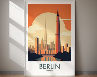 Berlin Travel Poster, World Famous City Collection, Various Sized Wall Poster Prints, Quality Digital Downloads, Easy Print