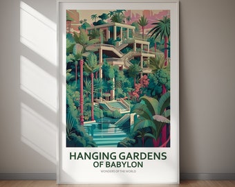 Hängende Gärten von Babylon Reise Poster, Antike Welt Dekor (Digitaler Download)