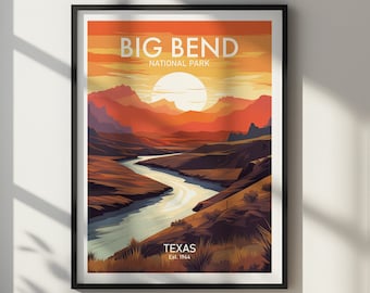 Big Bend National Park digitale DOWNLOAD poster Texas landschapskunst