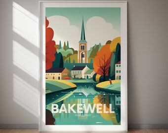 Printable BAKEWELL Poster, Peak District, Travel Poster Wall Art Home Decor Digital Art Gift Printable Poster Gift For Her Gift For Him