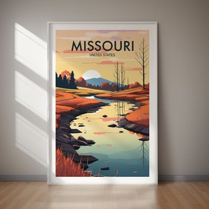 MISSOURI Travel Poster Printable, Modern State Wall Art Digital Download, Midwestern Landscape Home Decor Gift for Travelers
