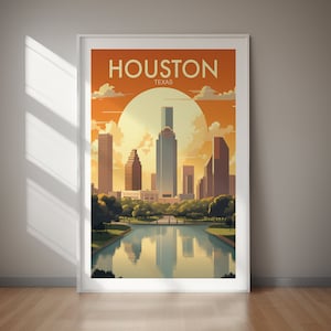 Houston Printable Poster, JPG Files, Printable Wall Art, DIGITAL DOWNLOAD, Instant Home Decor, Travel Poster Print, Large Sizes, Wall Art