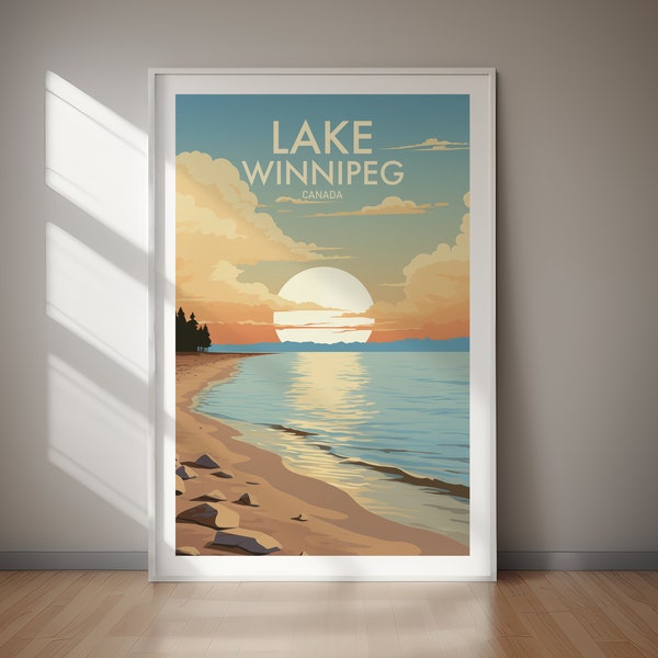 LAKE WINNIPEG Printable Travel Poster, Canada Poster Print Travel Print, Home Decor, Gift Wall Art Hiking Gift For Her Gift For Him