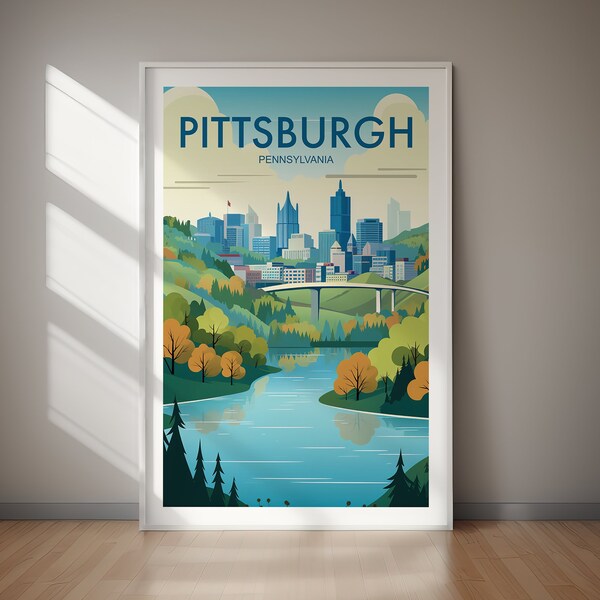 PITTSBURGH Printable Poster, Digital Download, Wall Art, Wanderlust, Gift, Holiday, Travel Gift, Gifts For Her, Gifts For Him, Holiday Gift