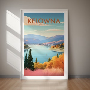 KELOWNA Poster, Canada, British Columbia, Traditional, Poster Print, Travel Print, Travel Poster, Gift, Print, Gift For Her, Gift For Him