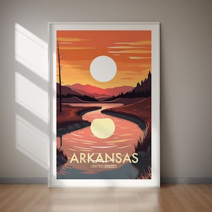 ARKANSAS druckbare Poster, Reise-Kunst, Poster, Wandkunst, Sofort Download, Dekoration, Urlaub, Geschenk, verschiedene Größen