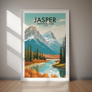 Jasper National Park Poster - Printable Wall Art, Travel & Hiking Decor, Perfect Gift for Him And Her, Canada Travel Poster Print