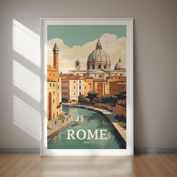 Affiche de voyage imprimable ROME, affiche de l'Italie, un cadeau parfait, impression d'affiche, décoration d'intérieur, téléchargements numériques de qualité, cadeau pour elle, cadeau pour lui
