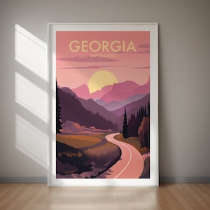 Póster de viaje imprimible de GEORGIA, Nuevo México, impresión de viaje, arte digital, arte de pared, descarga instantánea, decoración del hogar, regalo para ella, regalo para él