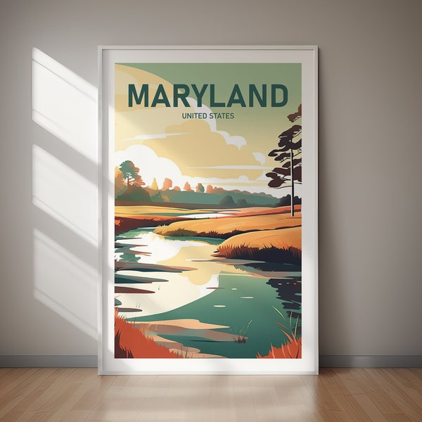 MARYLAND Poster, Travel Art, Poster Print, Digital Art, Wall Art, Instant Download, Home Decor, Holiday Gift, Gift For Her, Gift For Him