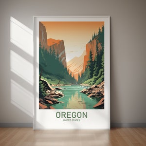 Póster imprimible de OREGON, arte de viaje, arte digital, arte de pared, descarga instantánea, decoración del hogar, regalo de vacaciones, regalo para ella, regalo para él