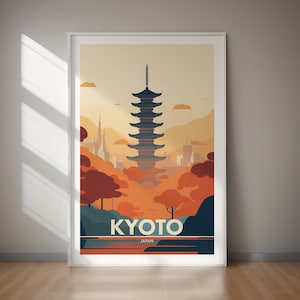 KYOTO Japan Traditional Temples Garden Landscape PRINTABLE Digital Download Travel Poster Wall Art Asian Architecture Home Decor