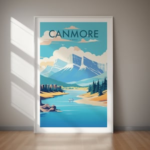 Poster de voyage imprimable Canmore | Art téléchargeable, décoration murale, décoration d'intérieur, cadeau pour elle et lui, impression de voyage unique
