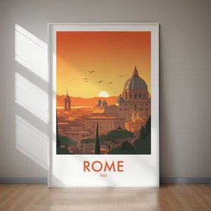 ROME Italy City Skyline Colosseum Historic Architecture PRINTABLE Digital Download Travel Poster Wall Art Landscape European Home Decor