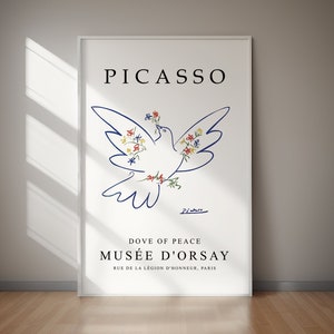Dove of Peace Poster | Printable Picasso Exhibition Art, Unique Wall Art Gift for Him & Her, Digital Download Decor