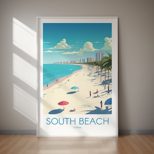 SOUTH BEACH Printable Poster, Florida, Travel Art, Digital Art, Instant Download, Gift, Home Decor, Gifts For Her, Gifts For Him