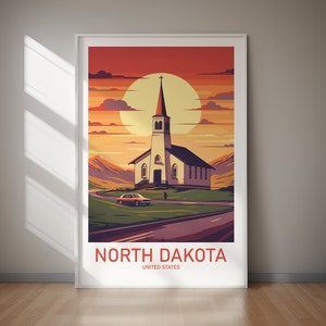 North Dakota Travel Poster, Instant Home Decor, Digital Download, Large Sizes, Travel Poster Print, Printable Wall Art, JPG Files, Wall Art