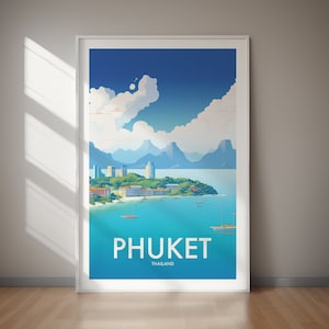 PHUKET TRAVEL POSTER vintage wall art printable beach print digital download Phuket decor retro travel poster modern home printable art