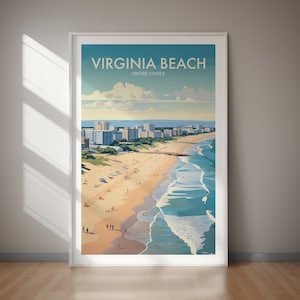 Virginia Beach Travel Poster - Printable Wall Art, Home Decor, Hiking Decorations, Unique Gift For Her And Him, USA Poster Print