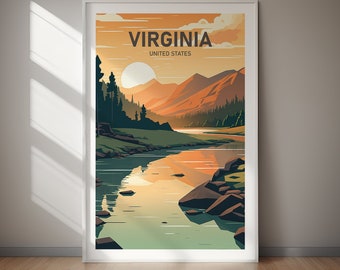 VIRGINIA Poster, Travel Art, Poster Print, Digital Art, Wall Art, Instant Download, Home Decor, Holiday Gift, Gift For Her, Gift For Him