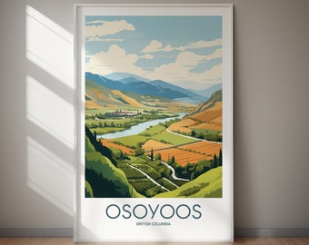 Osoyoos DIGITALE DOWNLOAD British Columbia Art Print Vintage Travel Poster Okanagan Valley Wall Art