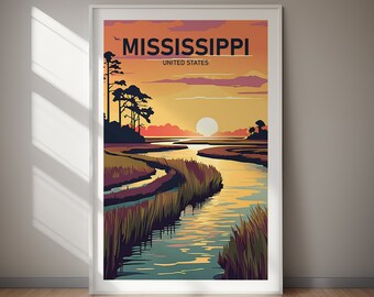 Mississippi Poster, United States, Travel Art, Poster Print, Digital Art, Art, Instant Download, Home Decor, Gift For Her, Gift For Him