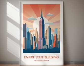 EMPIRE STATE BUILDING, affiche imprimable, collection touristique de renommée mondiale, impression de voyage, affiche de voyage, art mural, cadeau pour elle, cadeau pour lui