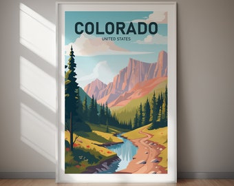 COLORADO afdrukbare poster, Verenigde Staten, reiskunst, posterprint, digitale kunst, kunst aan de muur, decor van het huis, cadeau voor haar, cadeau voor hem