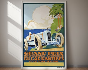 Grand Prix Wyścig Samochodowy Vintage Racing Plakat Retro Motorsport Sztuka Ścienna Pobierz Cyfrowo Wydrukuj Wystrój Domu