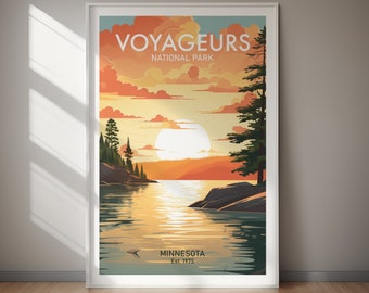 Voyageurs National Park DIGITALE DOWNLOAD Poster schilderachtige landschapskunst meer