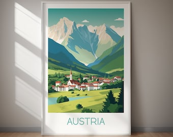 Österreich Reise Poster Vintage Landschaft Kunst DIGITAL DOWNLOAD druckbare Wandkunst