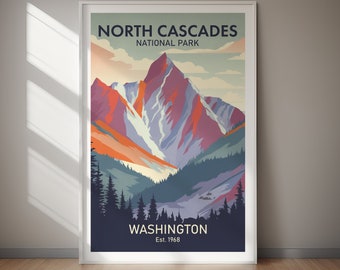 North Cascades National Park DIGITALE DOWNLOAD Poster Mountain Travel Art