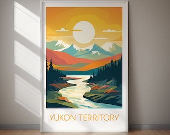 YUKON TERRITORY Travel Poster - Alberta, Canada Edition, Minimal Style Poster Print, Digital And Instant Download, Quality Wall Print