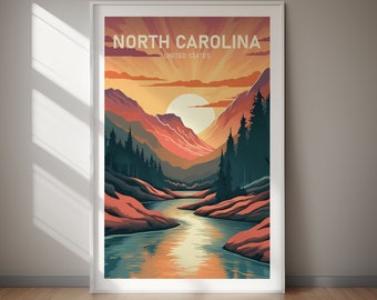 PRINTABLE North Carolina, US State, Travel Print, Printable Art, Art Print, Home Decor, Instant Download, Gift For Her, Gift For Him