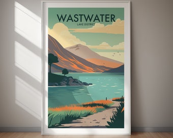 WASTWATER Poster, Lake District, UK, Travel Poster, Printable Art, Art Print, Wall Art, Home Decor, Download, Gift For Her, Gift For Him