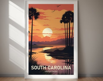 South Carolina Poster, Travel Art, Poster Print, Digital Art, Wall Art, Instant Download, Home Decor, Gift, Gift For Her, Gift For Him