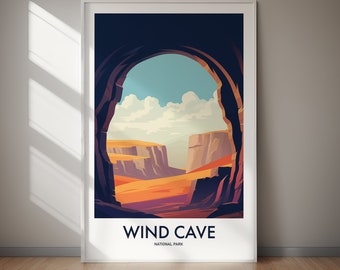 WIND CAVE National Park Poster, USA, Digital Download, Wall Art, Gift, Holiday, Travel, Gift, Gift For Her, Gift For Him, Holiday Gift