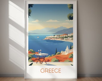 Greece DIGITAL DOWNLOAD Travel Poster Santorini Print Printable Wall Art