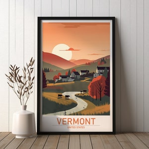 VERMONT PRINTABLE Poster, Travel Art, Poster Print, Digital Art, Wall Art, Instant Download, Home Decor, Gift For Her, Gift For Him