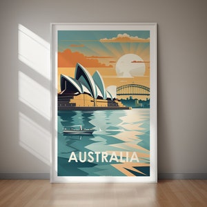 Pôster de viagem para impressão na Austrália, impressão de pôster, arte de parede, download instantâneo, decoração para casa, presente de feriado, presente para ela, presente para ele