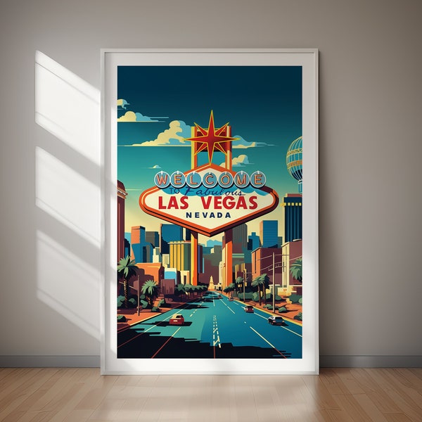 LAS VEGAS Printable Travel Poster, Nevada, USA, Printable Art, Home Decor, Instant Downloads, Gift For Her, Gift For Him